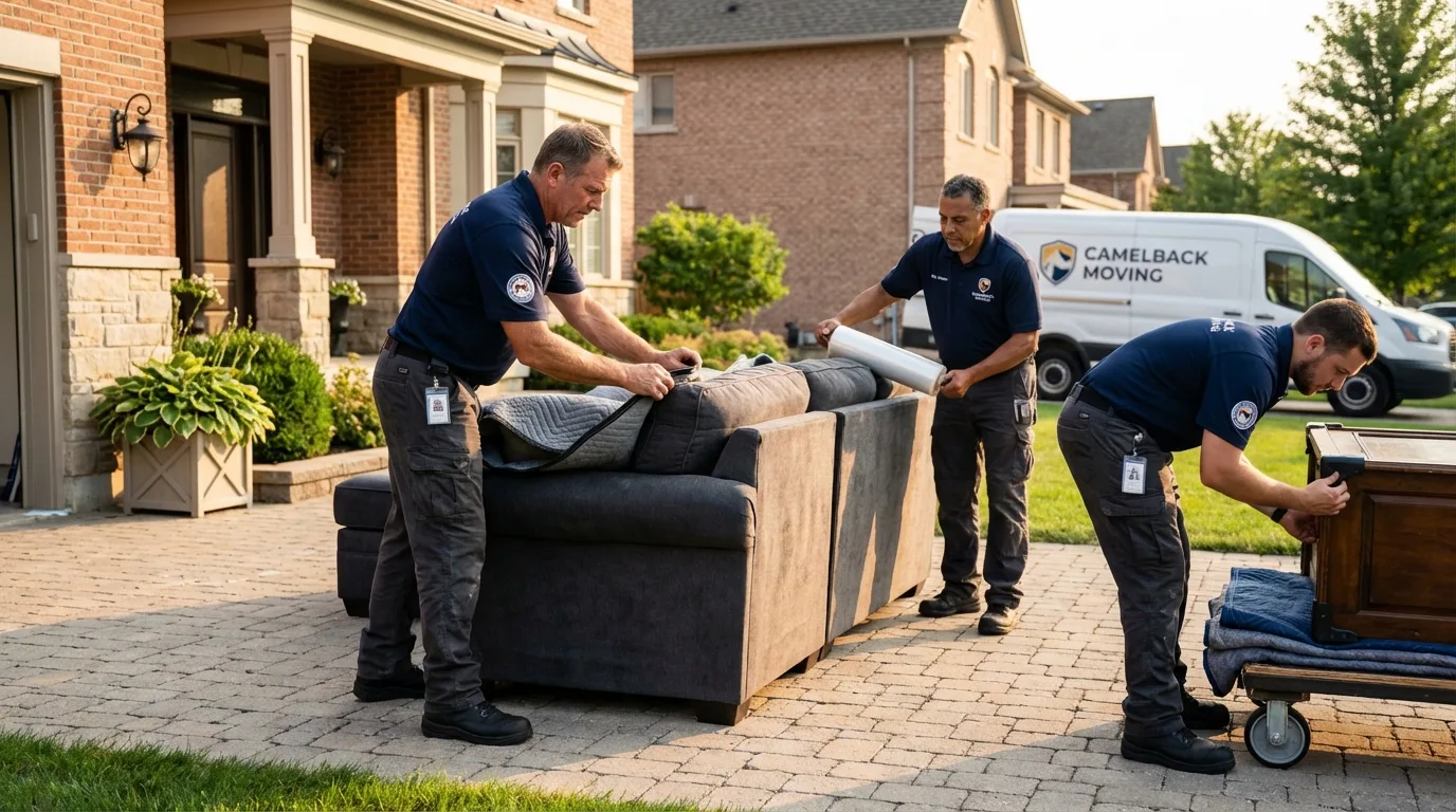 Large estate moving crew wrapping furniture in Neptune Beach, FL